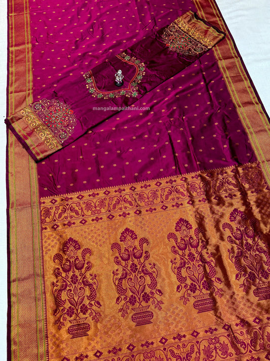 Kalanjali Paithani with Aari Work Blouse #02