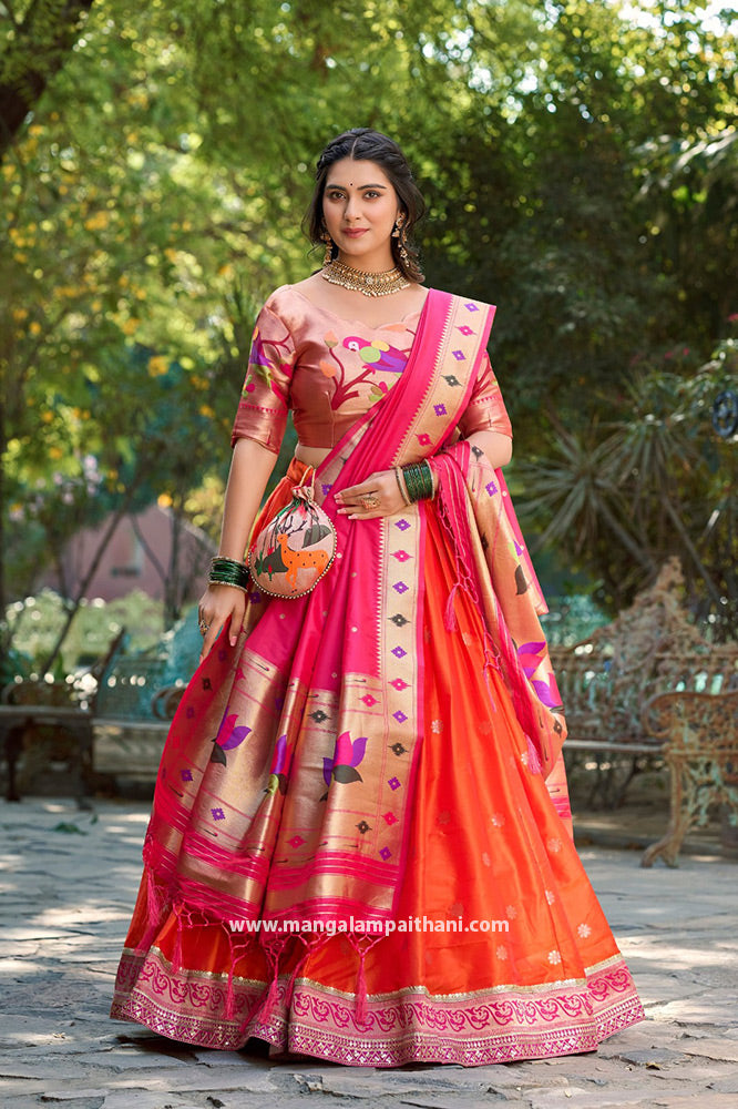 Paithani Lehenga Choli With Batwa