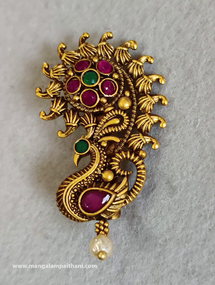 Multicolor Peacock Saree Pin