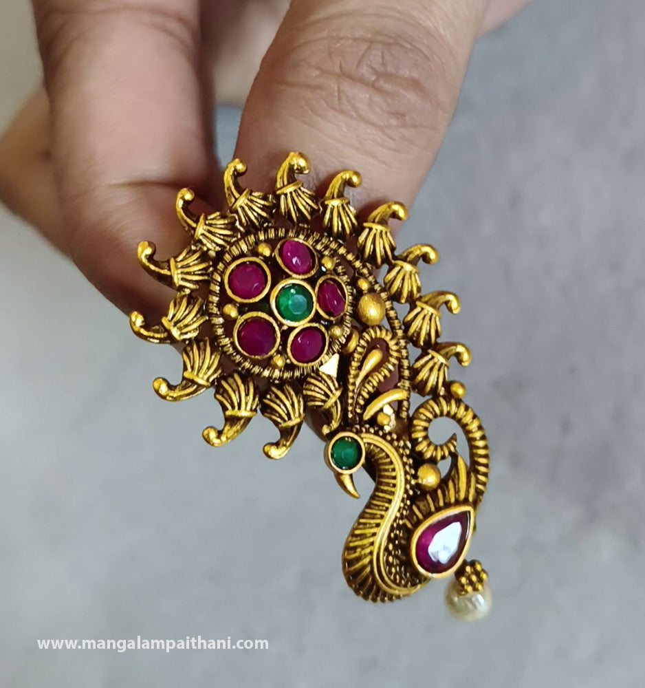 Multicolor Peacock Saree Pin