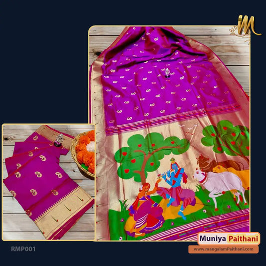 purple muniya paithani saree
