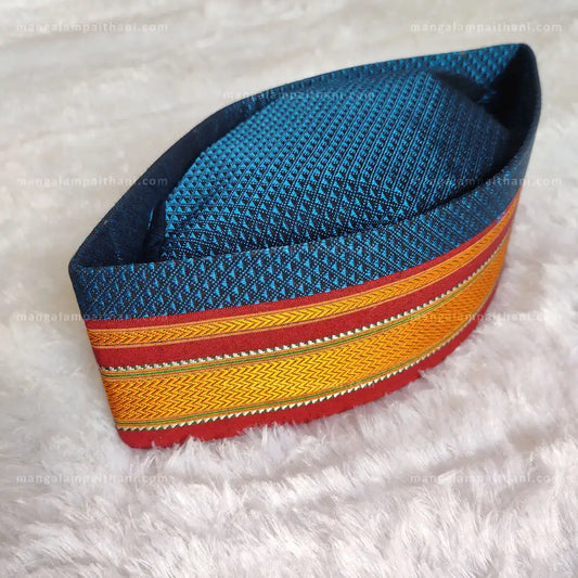 Navy Blue Traditional Khan Topi for Men