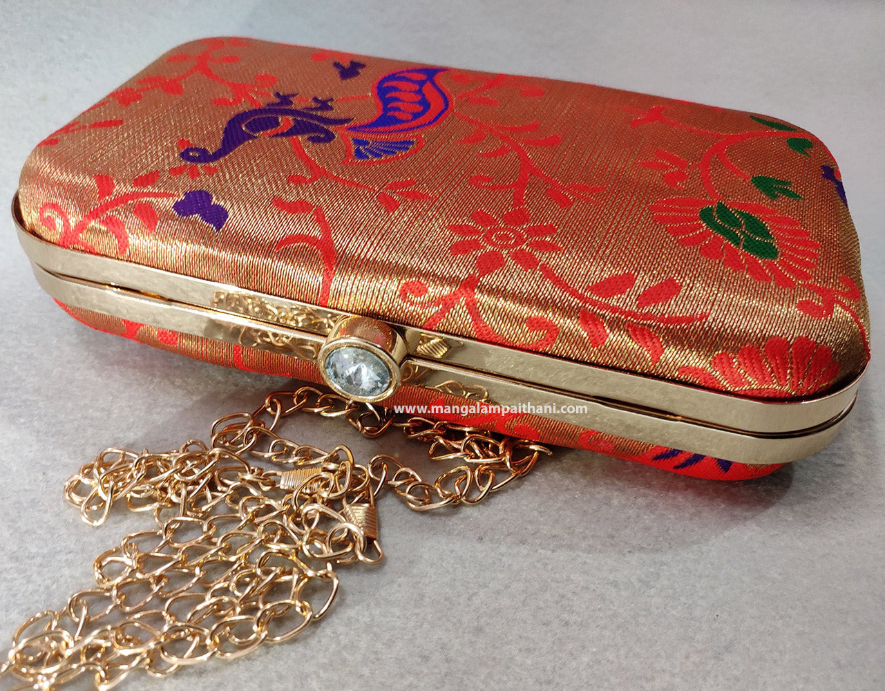 paithani clutch purse