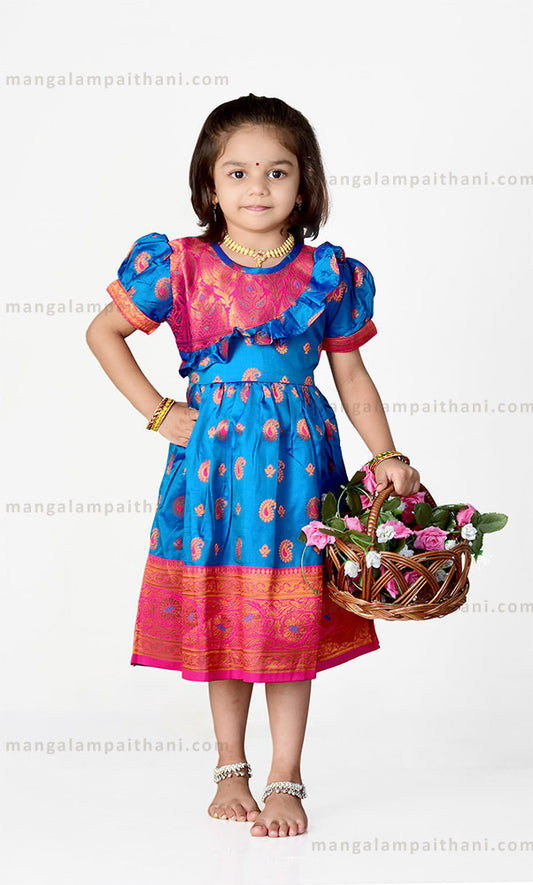 Beautiful Paithani Frock for Baby Girl