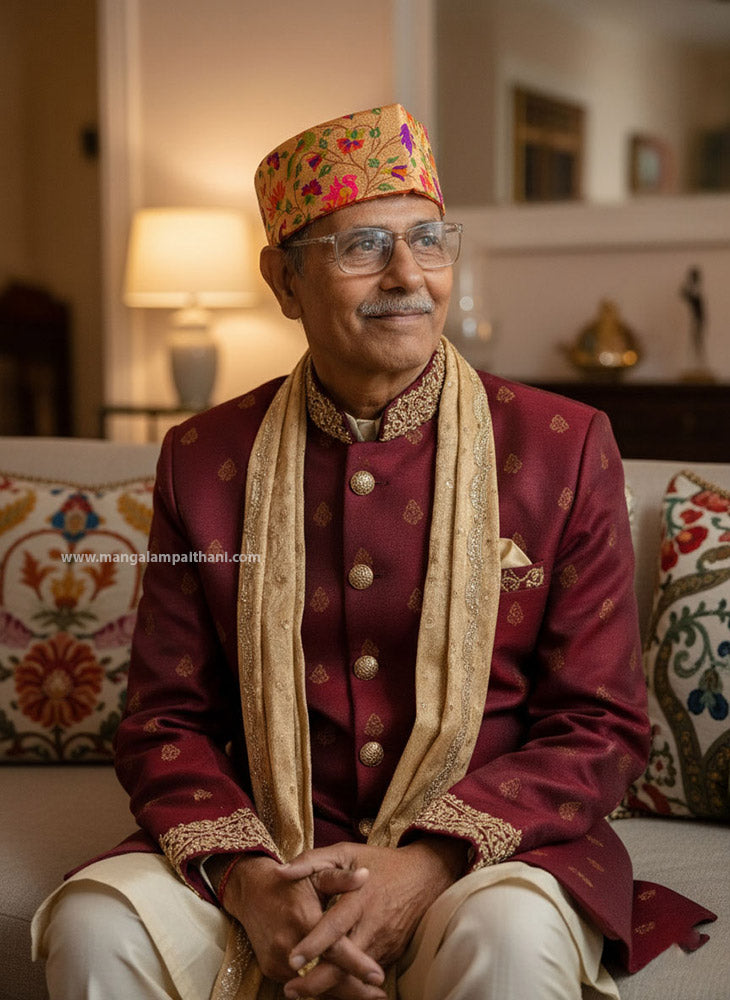 Premium Silk Traditional Paithani Topi for Men's