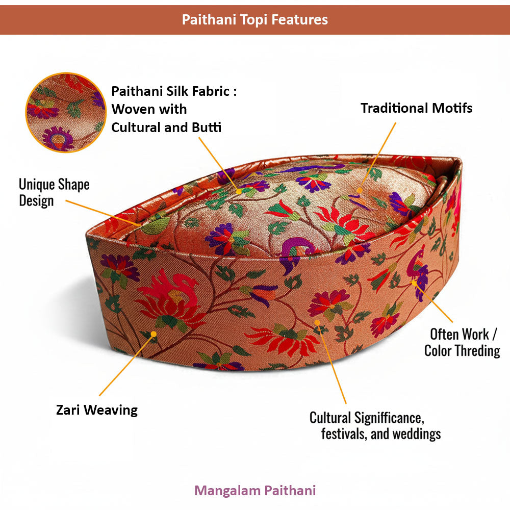 Premium Silk Traditional Paithani Topi for Men's