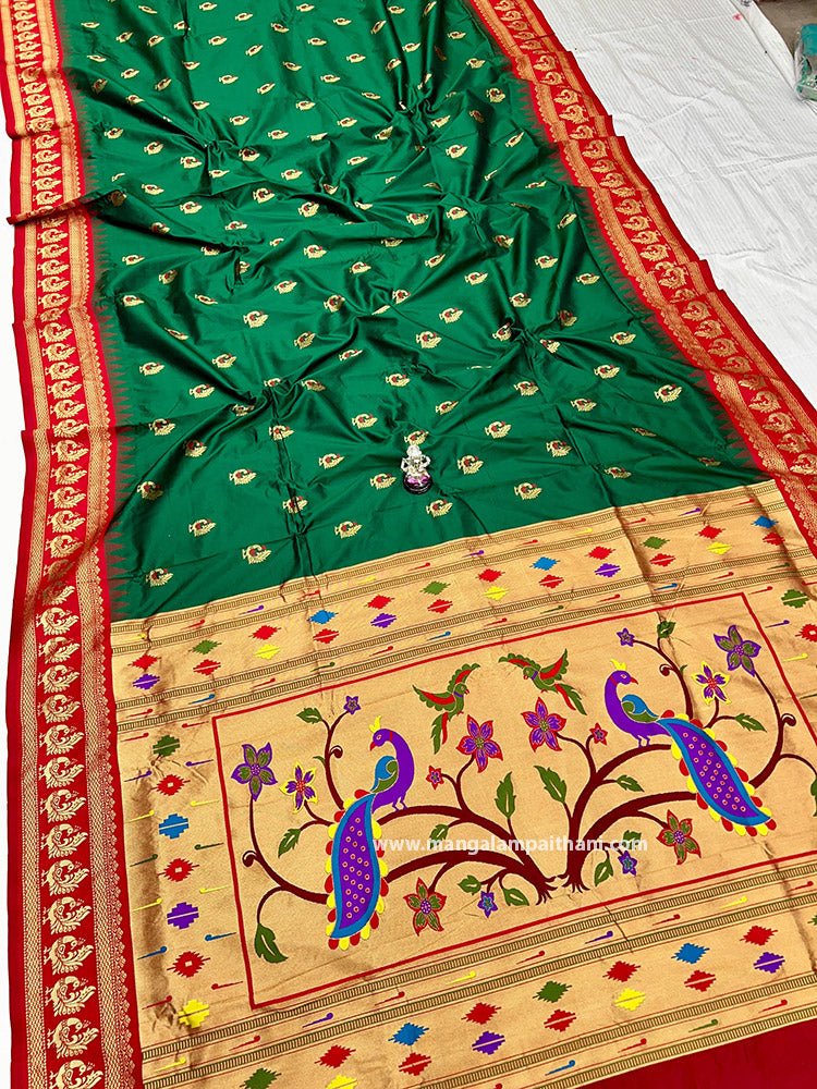 green paithani saree