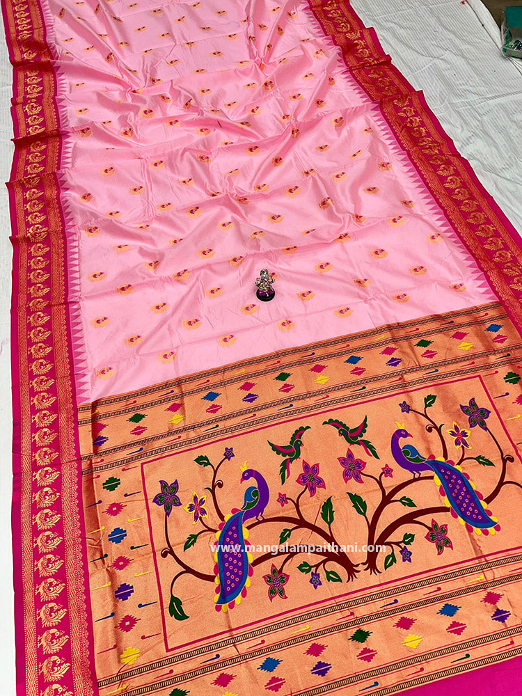 pink color paithani saree