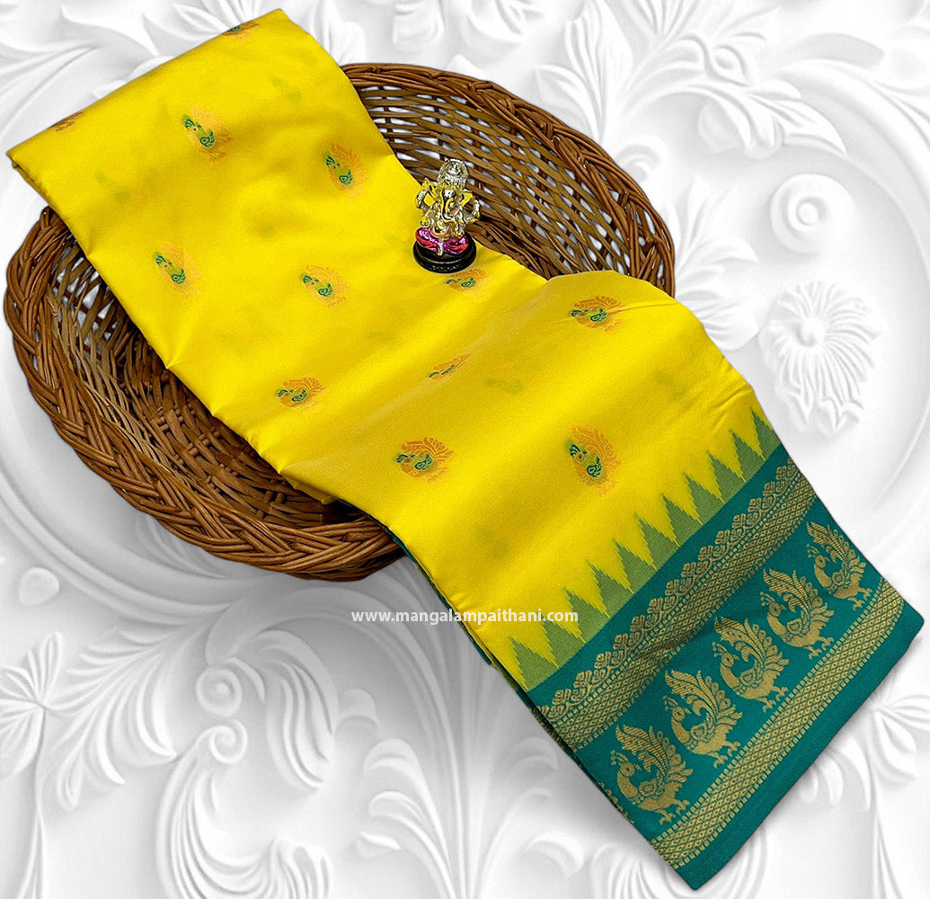 yellow color paithani saree