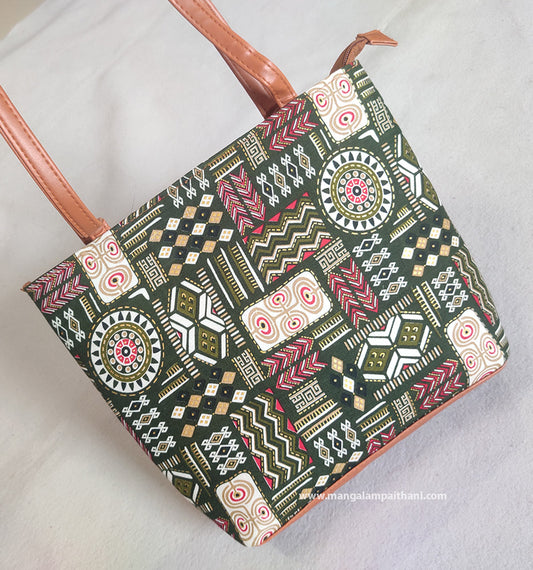 Stylish Embroidery Printed Multicolor Handbag