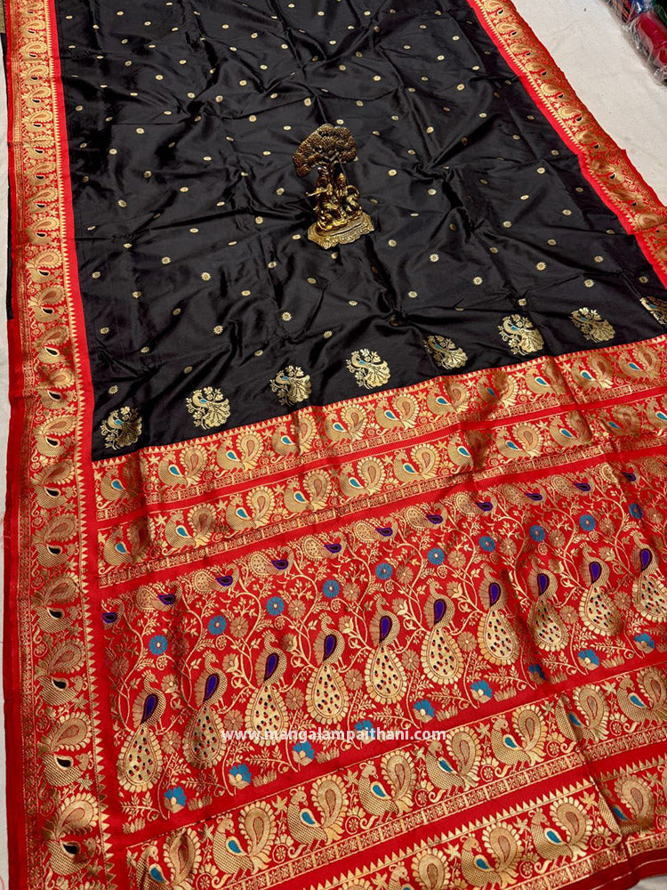 Black Colour Peshwai Paithani