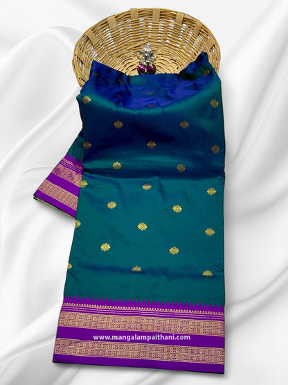 midnight green paithani saree