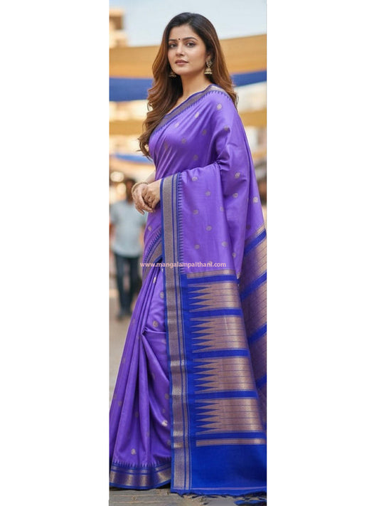 purple paithani saree mangalam paithani