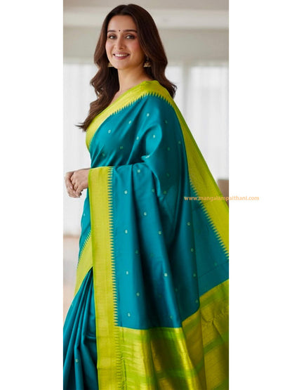 green paithani saree
