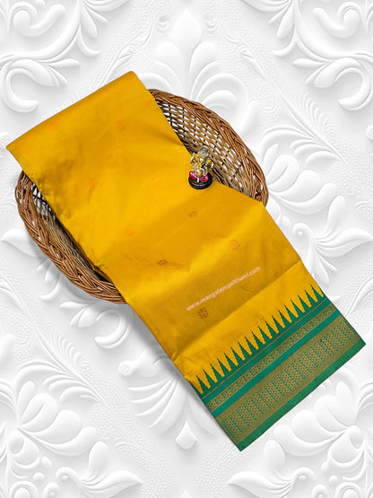 yellow paithani saree mangalam paithani