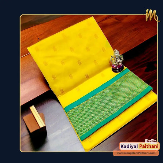 Yellow Paithani Silk Saree with Peacock Pallu