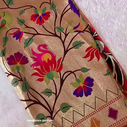 Golden Zari Paithani Blouse Piece