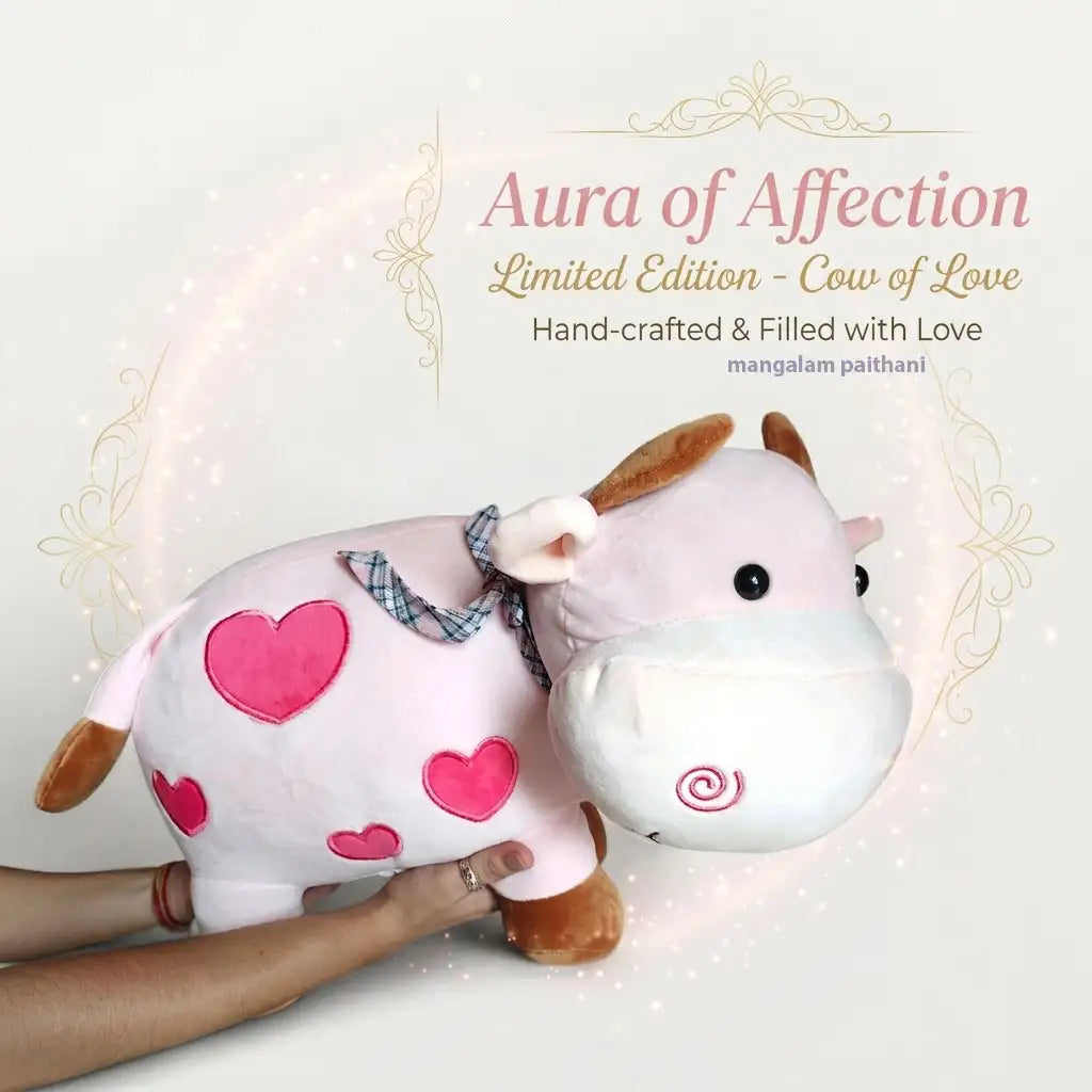 Cute cow plush soft toy with heart design for kids