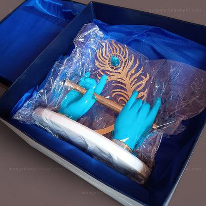 Lord Krishna Flute Hand Idol with Peacock Feather (Big Size)
