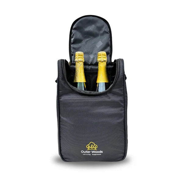Outer Woods - Insulated 2 Bottle Cooler Bag | 6+ Hours Cooling | 2 Ice Gel Packs