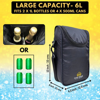Outer Woods - Insulated 2 Bottle Cooler Bag | 6+ Hours Cooling | 2 Ice Gel Packs