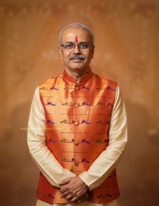 mens paithani jacket, mangalam paithani jacket
