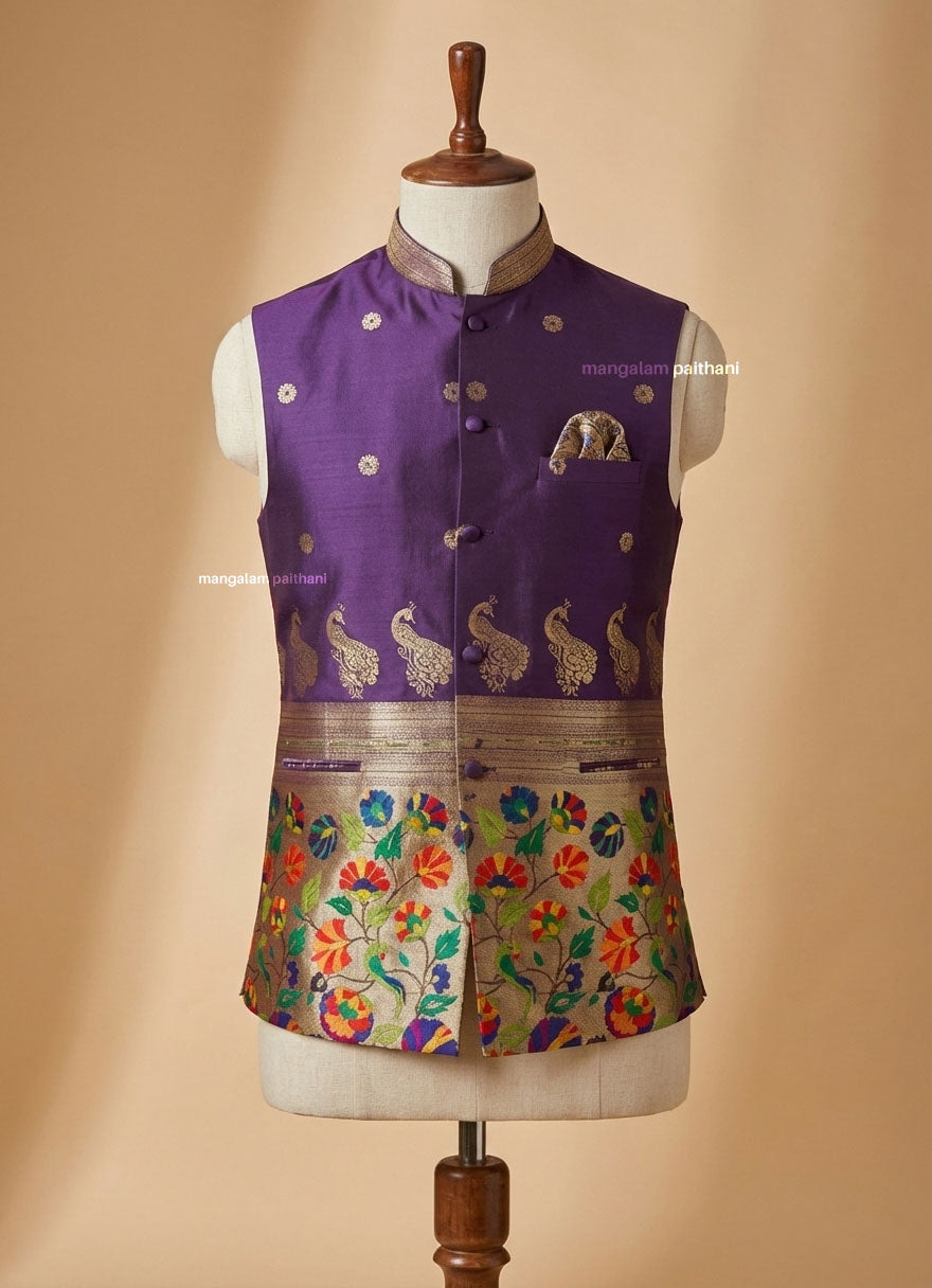 paithani jacket for men mangalam paithani