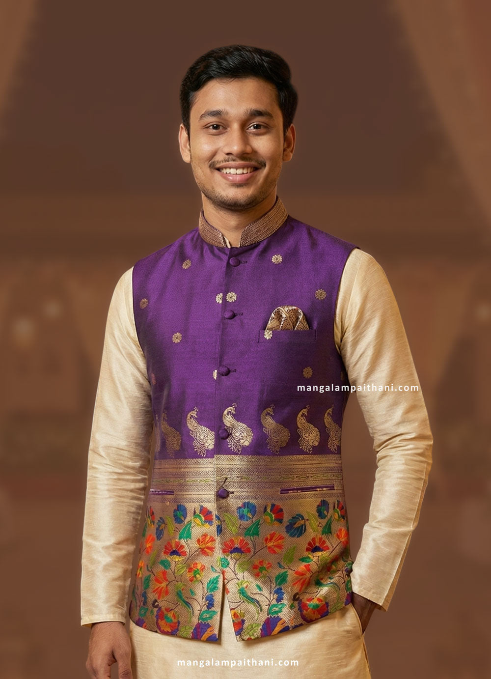paithani jacket for men mangalam paithani