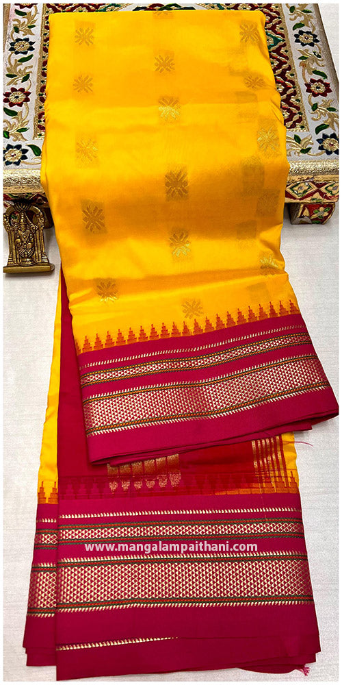 yellow paithani saree