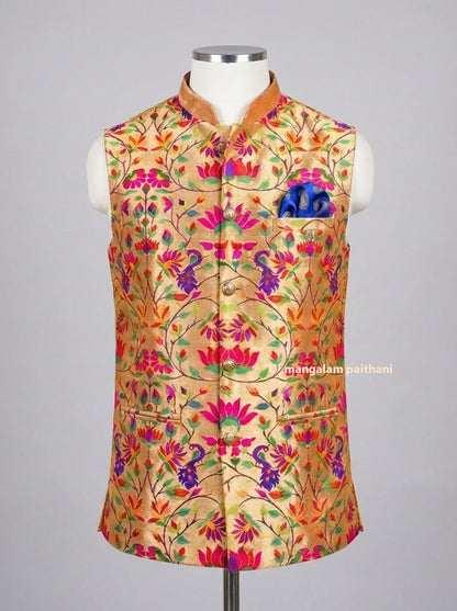 paithani jacket for men mangalam paithani traditional jacket