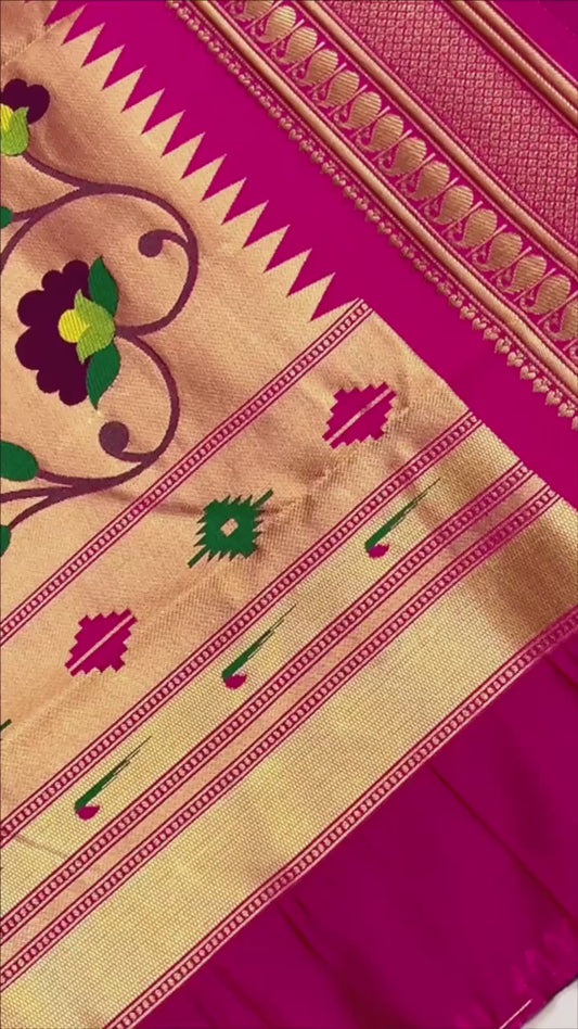 Kadiyal Silk Paithani with Meena Butti #01