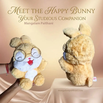 Cute Bunny Plush Toy with Glasses - Soft Stuffed Rabbit