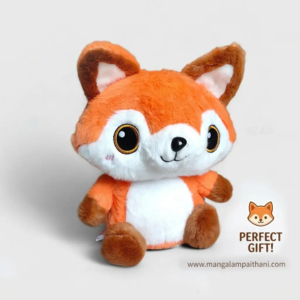 Cute orange fox plush toy soft stuffed animal for kids