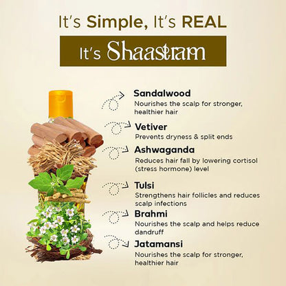 Shaastram - Coconut Shikakai, Amla Mulethi & Sandalwood Vetiver Hair Oil (180 ml) - Pack Of 3