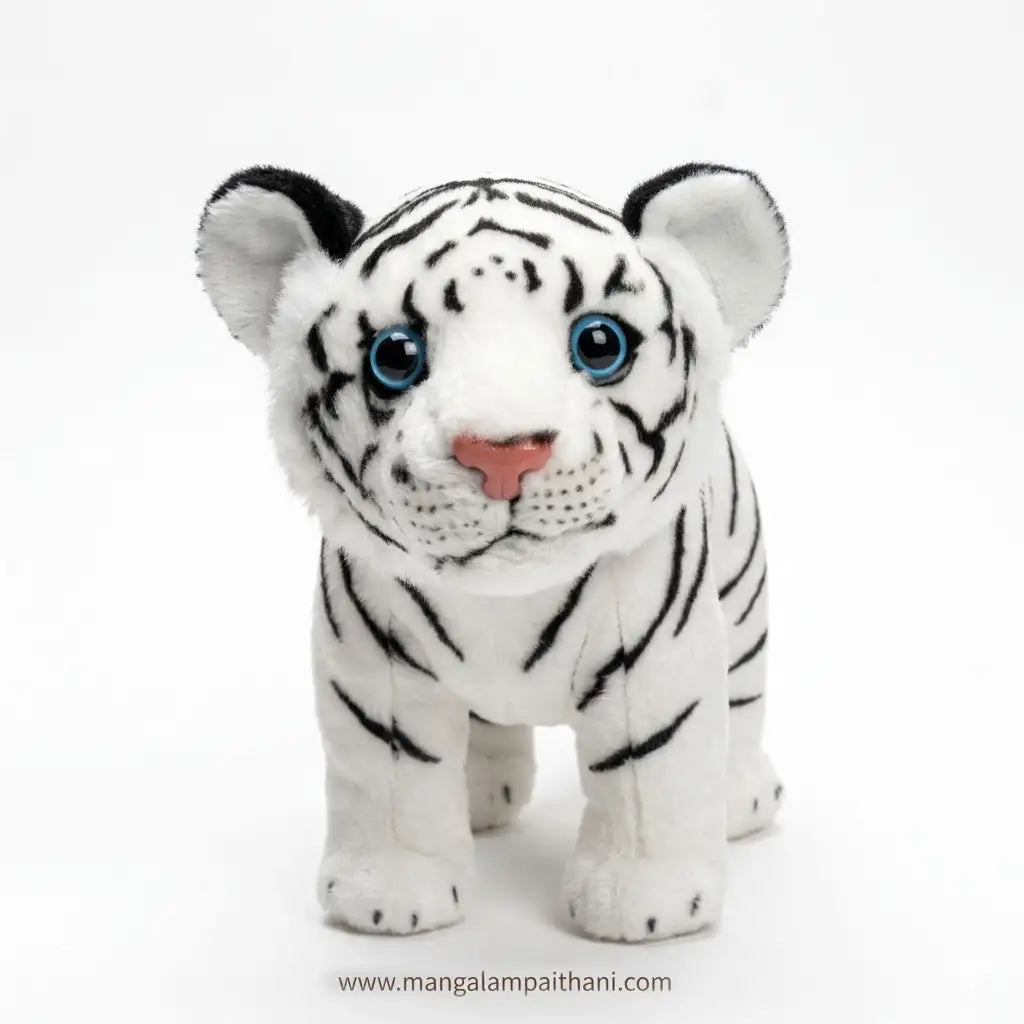White tiger plush soft toy with blue eyes cute stuffed animal toy for kids
